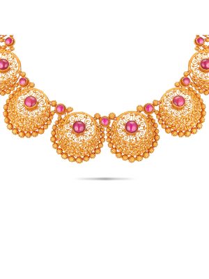 Enticing Trendy Gold Necklace-hover