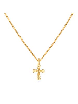 Devotional Cross Gold Pendant-hover