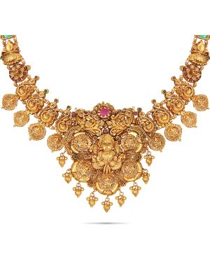Traditional Temple Gold Necklace-hover