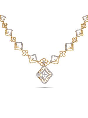 Enticing Floral Diamond Necklace-hover