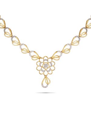 Exquisite Floral Diamond Necklace-hover