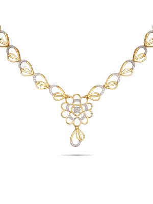 Exquisite Floral Diamond Necklace-hover