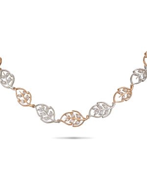 Enticing Leaf Design Diamond Necklace-hover