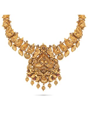 Stunning Peacock Design Gold Necklace-hover