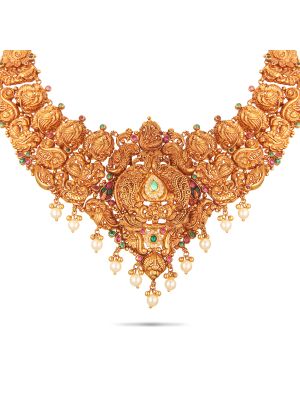 Stunning Peacock Design Gold Necklace-hover