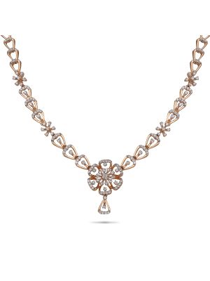 Enticing Floral Diamond Necklace-hover