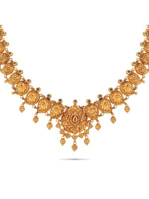 Enticing Floral Gold Necklace-hover