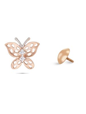 Gold Rose Butterfly Design Earring-hover