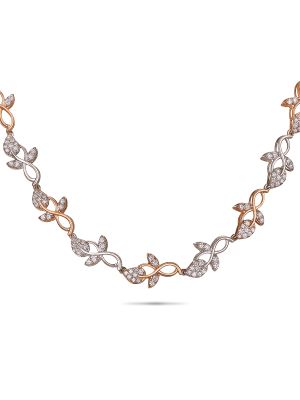 Leaf Design Diamond Necklace-hover