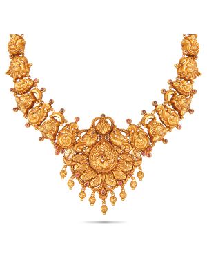 Stunning Peacock Design Gold Necklace-hover