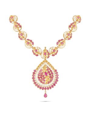 Stunning Ruby Stone Gold Necklace-hover