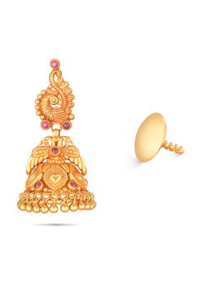 Peacock Design Gold Jhumka Earring-hover