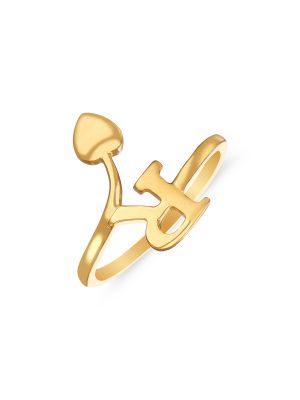 Letter R Gold Ring-hover