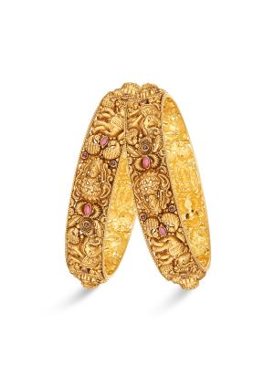 Enticing Temple Gold Bangle-hover