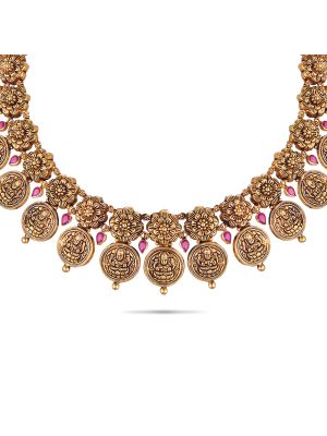 Enticing Lakshmi Kasu Gold Necklace-hover