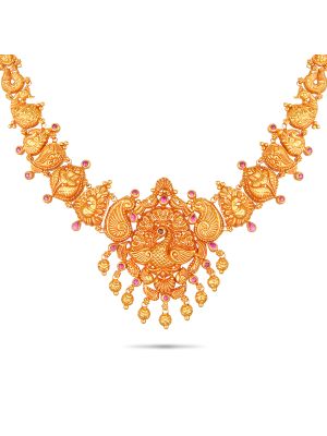 Stunning Peacock Design Gold Necklace-hover