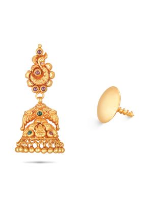Peacock Design Gold Jhumka Earring-hover