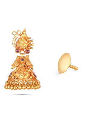 Gold Peacocok Jhumka Earring-hover