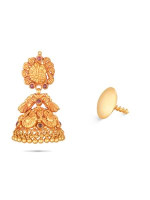 Gold Peacocok Jhumka Earring-hover