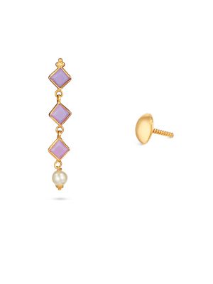 Artisan Gold Emerald & Pearl Drop Earrings-hover