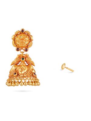 Bridal Wear Gold Jhumka Earring-hover