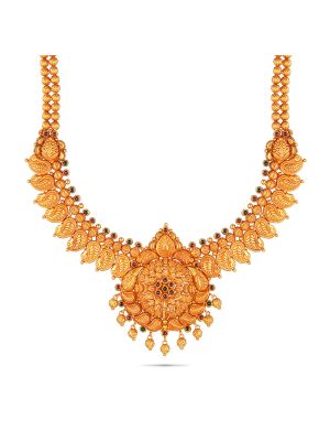 Lotus Motif Mango Leaf Necklace-hover
