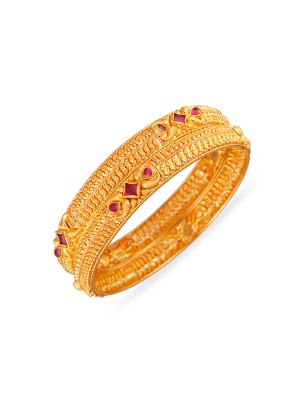 Red Stone Gold Bangle-hover