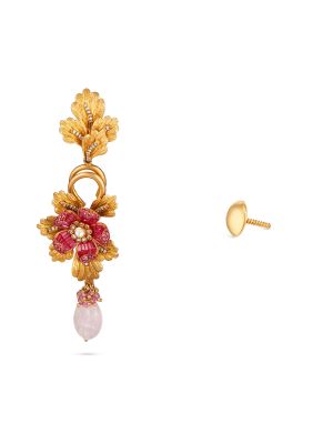 Gold Floral Varnam Earrings-hover