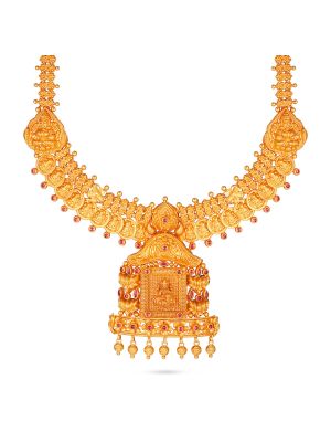 Ornate Lakshmi Pendant Bridal Necklace-hover