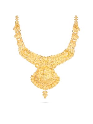 Artisan Gold Lakshmi Embossed Collar Necklace-hover