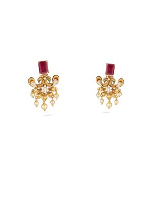 Pearl Drop Bridal Temple Earring-hover