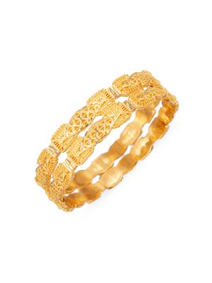 Intricate Geometric Gold Bangle-hover