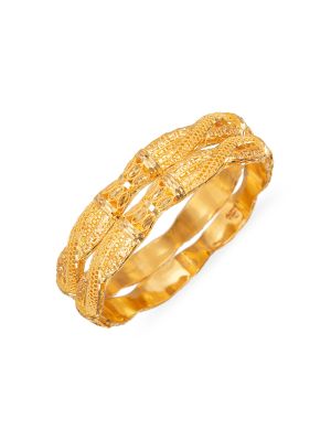 Wavy Textured Gold Bangle-hover