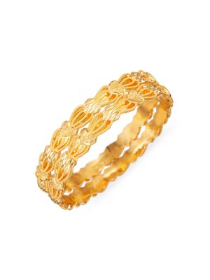 Artisan Gold Textured Heart Bangle-hover