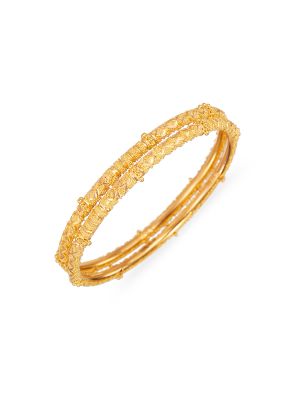 Hexagonal Textured Gold Bangle-hover