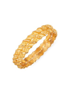 Intricate Geometric Gold Bangle-hover