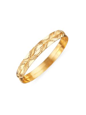 Wavy Textured Gold Bangle-hover