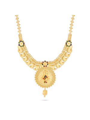 Peacock Bloom Gold Necklace-hover