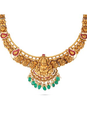 Antique Lakshmi Pendant Necklace-hover