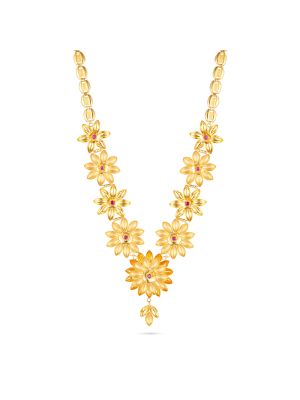 Fancy Flower Motif Necklace-hover