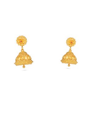 Temple Floral Jhumka Earring-hover
