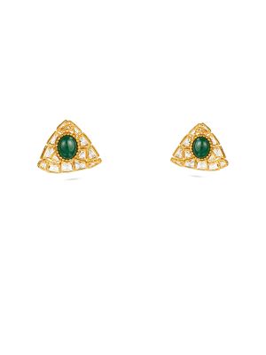 Emerald Triangle Stud Earring-hover