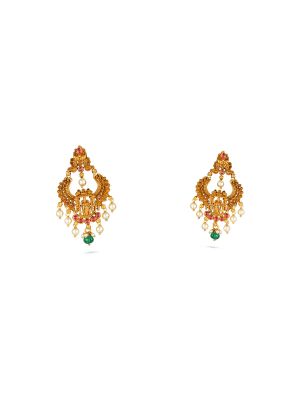 Classic Meenakshi Motif with Pearl Drops-hover