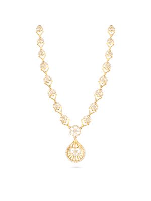 Diamond-Cut Floral Pendant Gold Necklace-hover