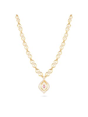Diamond-Cut Floral Pendant Gold Necklace-hover