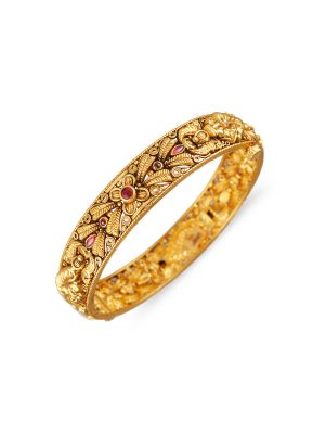 Antique Leaf Layered Bangle-hover