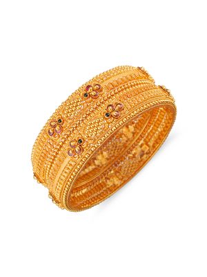 Fancy Balls Gold Bangle-hover