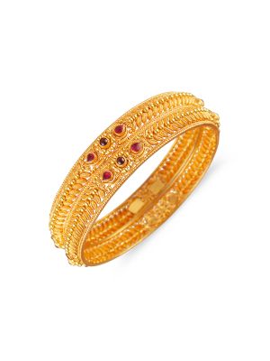 Fancy Balls Gold Bangle-hover