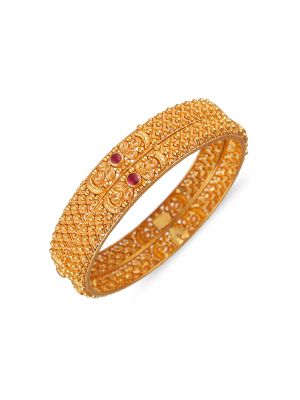 Fancy Balls Gold Bangle-hover
