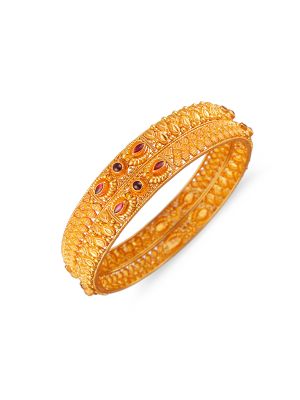 Fancy Balls Gold Bangle-hover